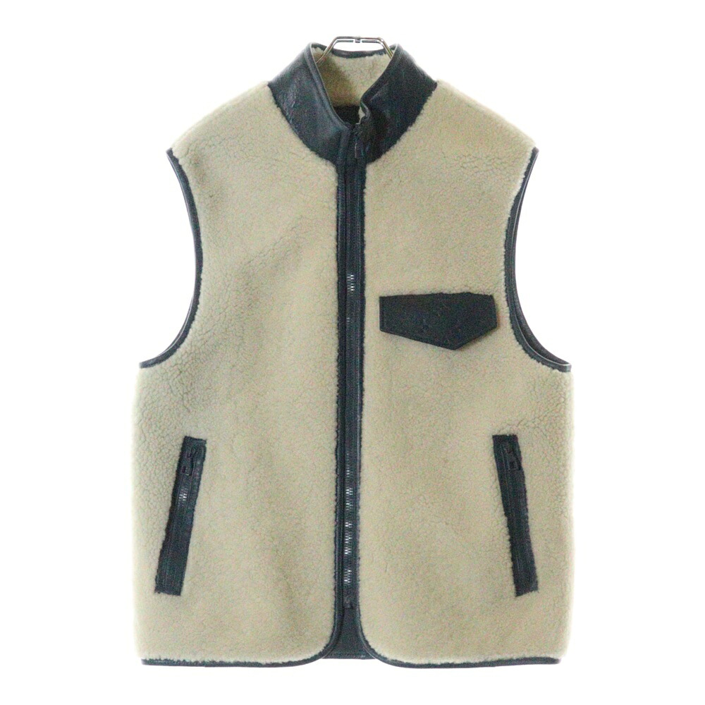 LOUIS VUITTON(ルイヴィトン) 大いさ:50 Reversible Shearling Gilet 1AAGG6 ムートンリバーシブルボアLVエンボスロゴベスト 米国海軍/白いこと【新古品/中古】【座標軸S】【色合い白いこと】【取りまわしバス発着場BRING心斎橋店】