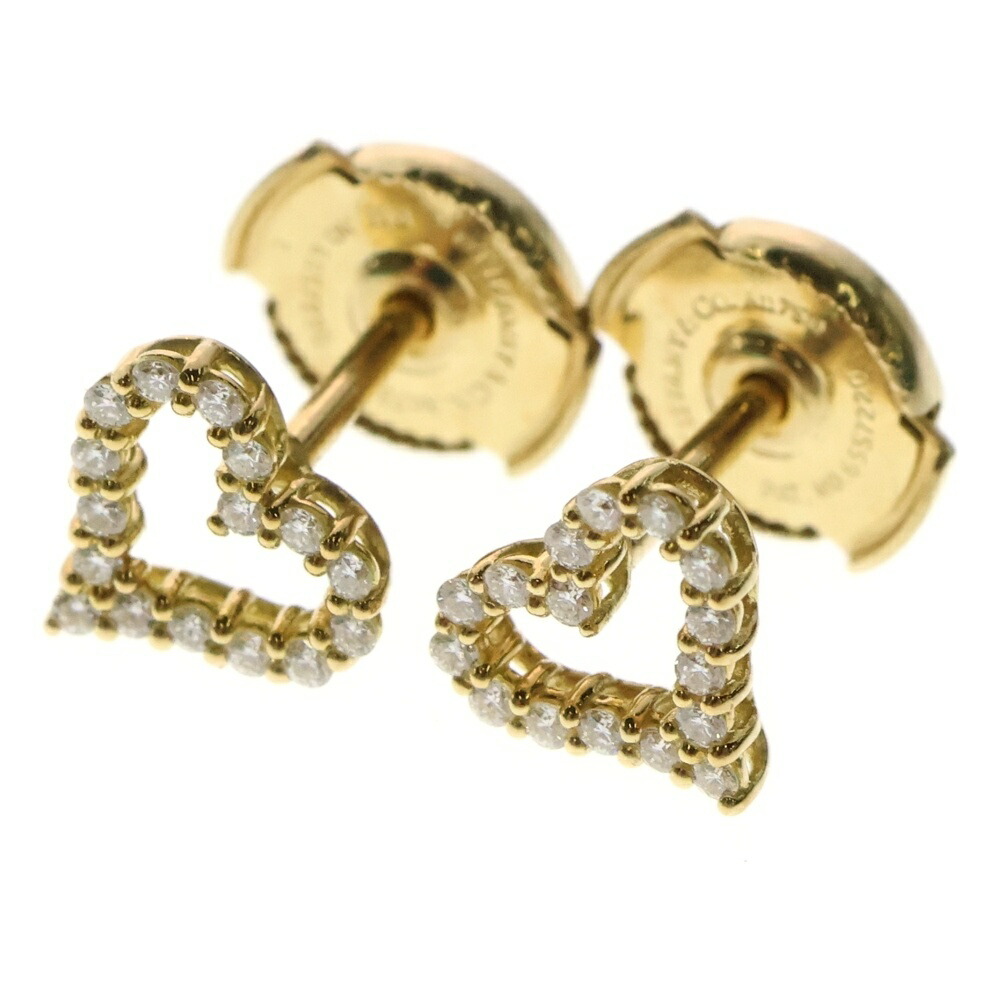 極美品✨ ティファニー ピアス 両耳 ハート フープ AU750 ゴールド Tiffany & Co. - ティファニー TIFFANY&CO. ラブ ピアス K18 PG