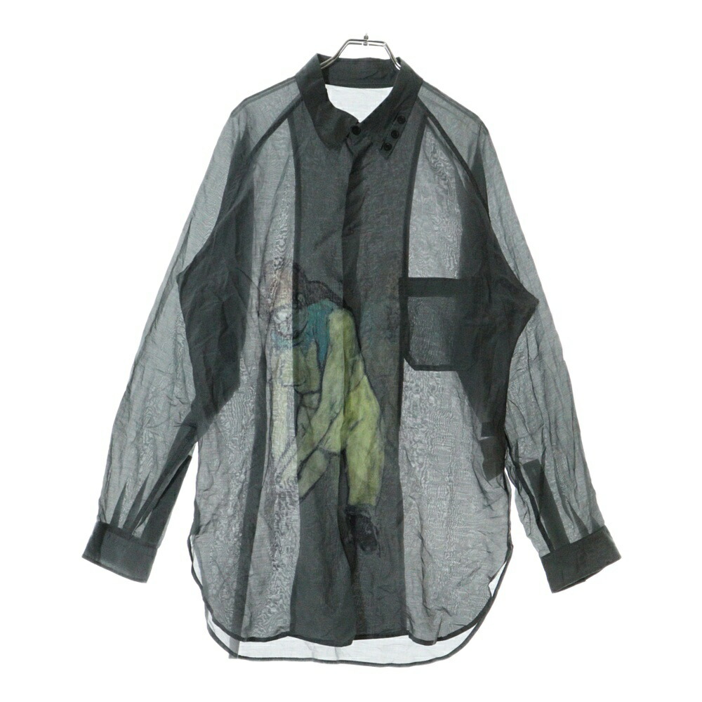 ヨウジヤマモト ロングスリーブ Yohji Yamamoto POUR HOMME 「山本耀司」プリントBIGロング