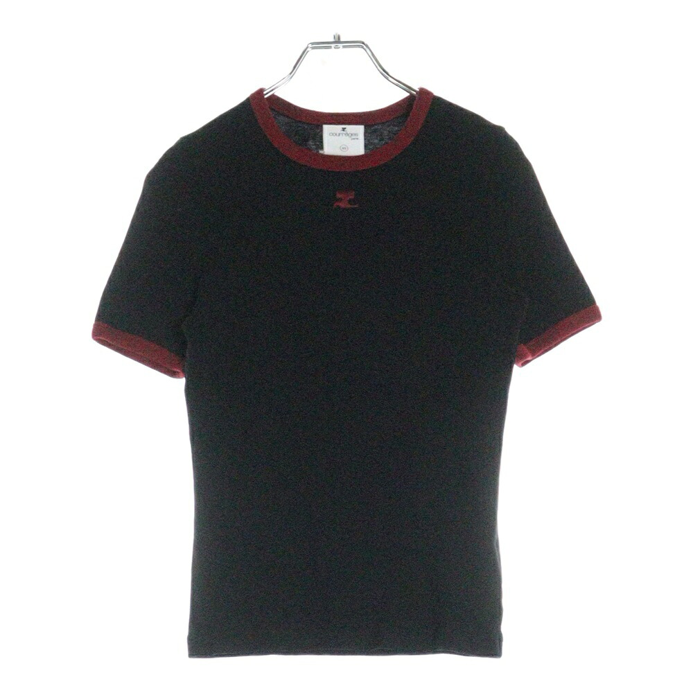 COURREGES(クレージュ) サイズ:XS 25SS SIGNATURE CONTRAST T-SHIRT シグネチャーコントラストTシャツ 半袖Tシャツ 125JTS017JS0203B087 ブラック/レッド レディース【中古】【程度B】【カラーブラック】【オンライン限定商品】｜ブランド買取・販売　BRING