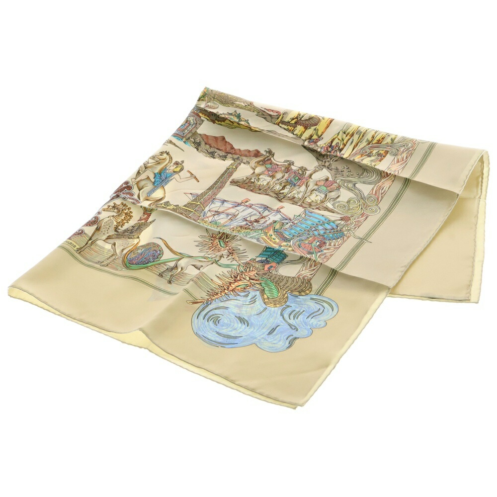<美品>HERMÈS シルクスカーフ Lathamデザイン HERMES 香水瓶デザイン シルクスカーフ 90cm