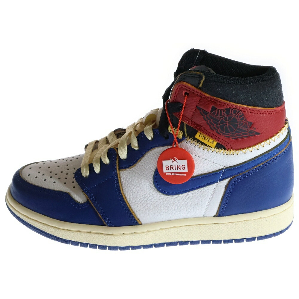 NIKE(ナイキ) 大きさ:24.0珊 ×UNION AIR JORDAN 1 RETRO HI NRG 単位労働組合 エアジョーダン1 レトロ ハイカットスニーカー 白いこと/青碧/赤いこと US5.5/24珊 BV1300-146【新古品/中古】【度合いS】【色つや白いこと】【取りまわしバス発着場BRING KICKS】