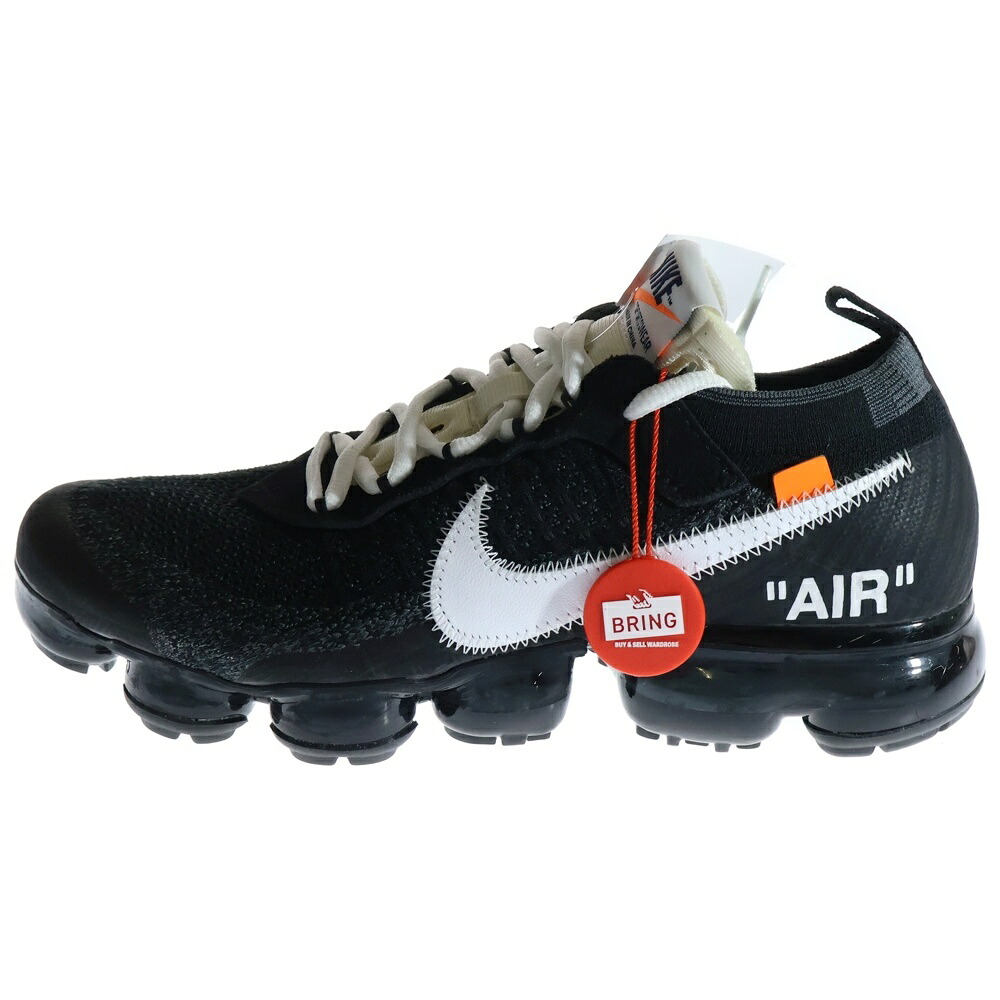 NIKE(ナイキ) 大きさ:25.0珊 ×OFF WHITE THE TEN AIR VAPORMAX FLYKNIT×オフホワイトコラボ エアヴェイパーマックスロースニーカー 黒いこと US7/25珊 AA3831-001【新古品/中古】【度合いS】【色つや黒いこと】【取りまわしバス発着場BRING KICKS】