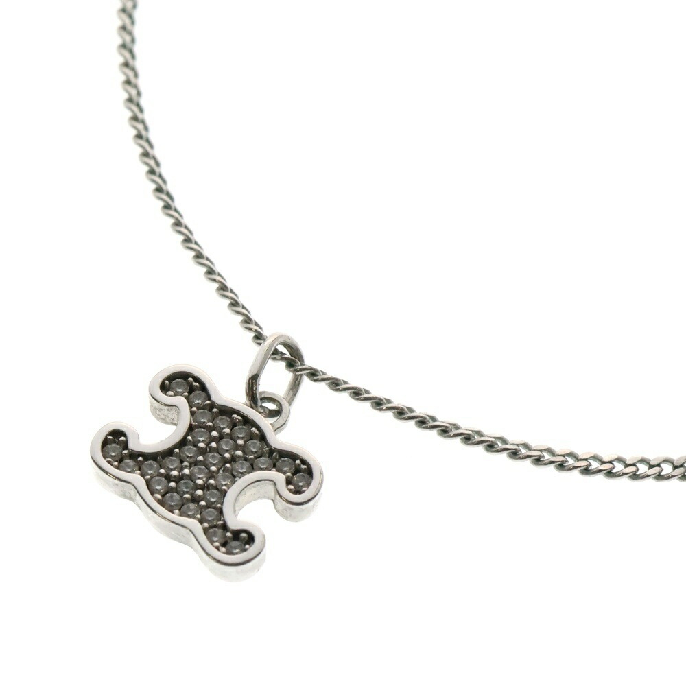 CELINE エンボスロゴ　パール　ダブルサークル　ペンダントトップ　ネックレス CELINE エンボスロゴ パール ダブルサークル ペンダントトップ