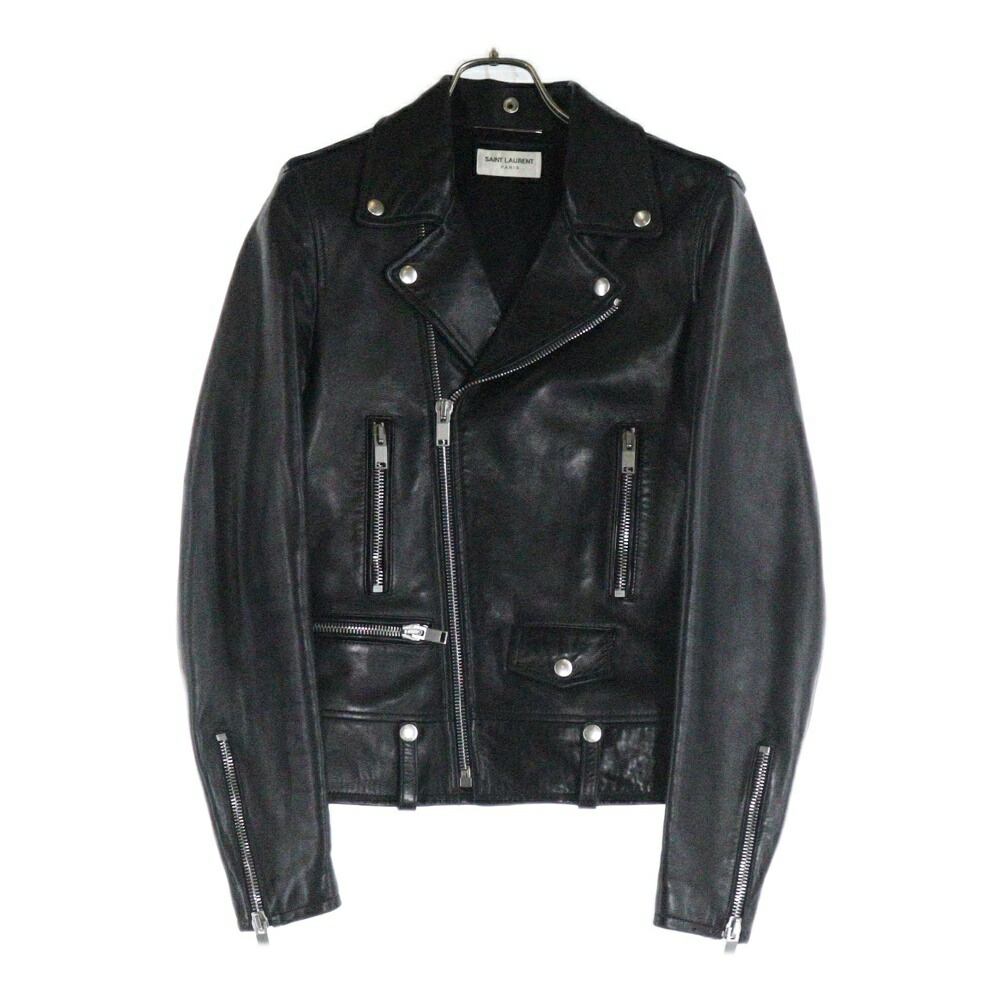 サンローラン　レオパード柄　MA-1 レザーブルゾン　2018 size48 サンローラン レオパード柄 MA-1 レザーブルゾン 2018 size48