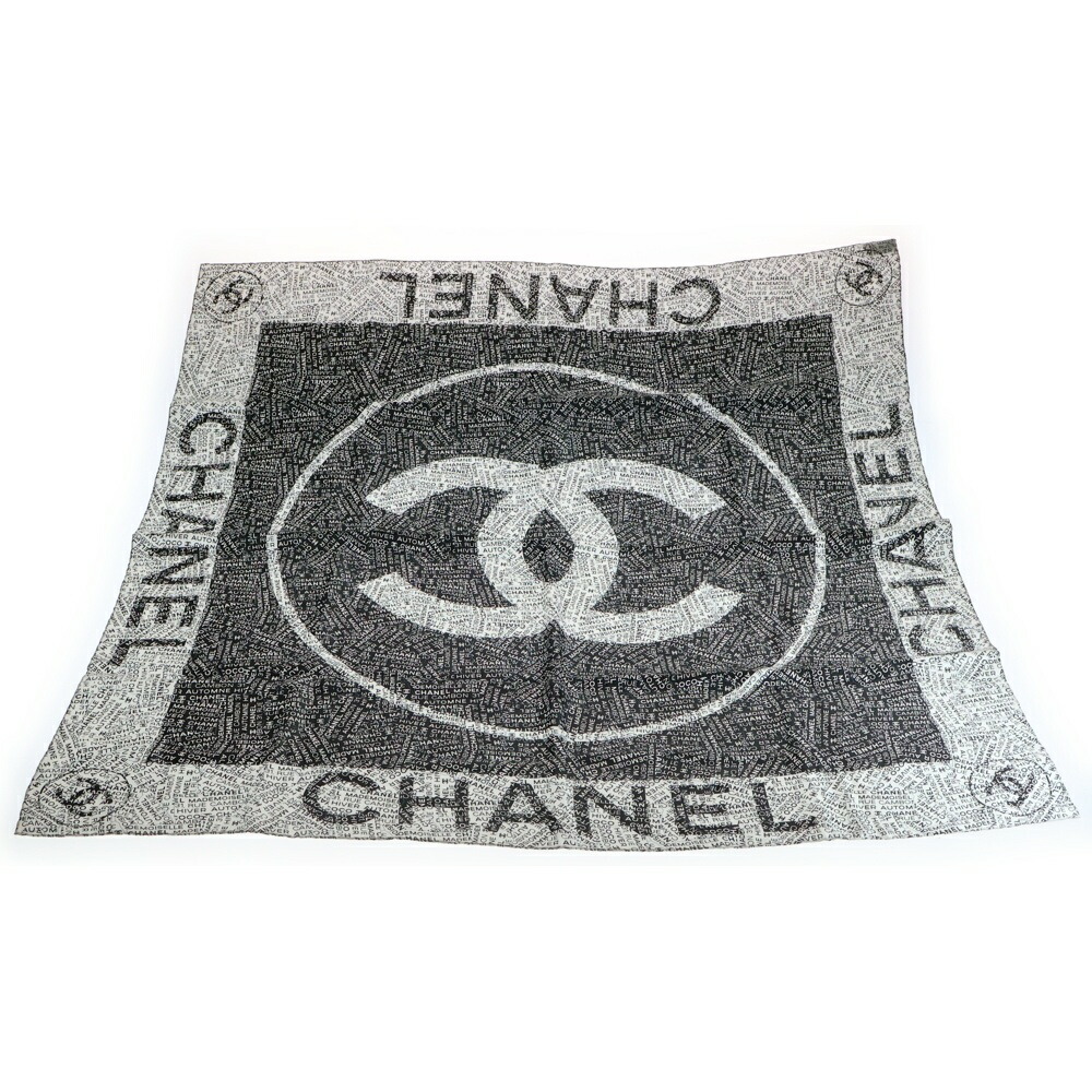 CHANEL シャネル スカーフ モノクロ ココマーク チェーン 22K CHANEL シャネル スカーフ ココマーク ロゴ 白 (ホワイト
