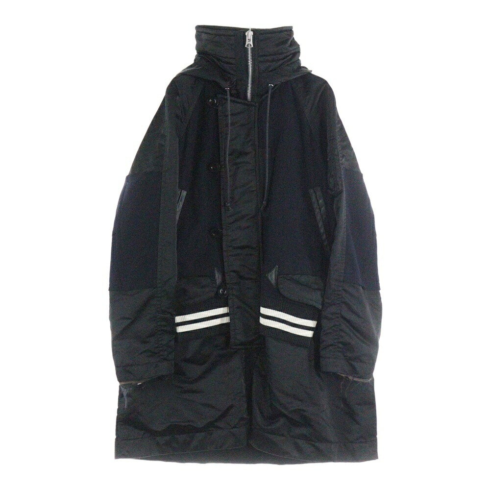 Sacai(サカイ) サイズ:2 21AW ナイロン切替 ドッキング ボンバーウールコート カーキ ブラック 21ー02622M【中古】【程度B】【カラーブラック】【取扱店舗BRING梅田茶屋町店】