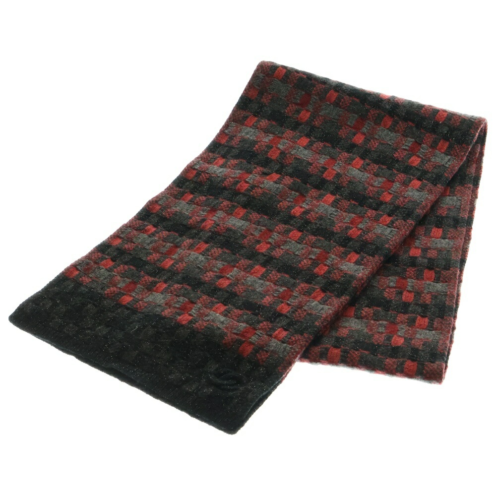 美品♡CHANEL 白黒ツイード　カシミヤポケット付きマフラー org.jpg