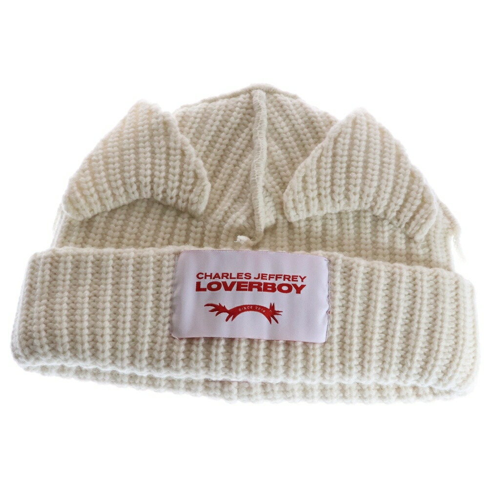 LOVERBOY ニット帽ビーニー　正規品　ベージュ　白　うさぎ ニット帽 CHUNKY EARS BEANIE