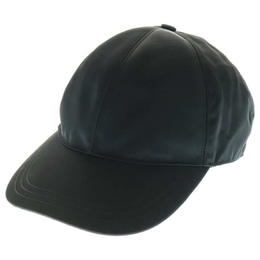 プラダ 三角プレート キャップ ブラック PRADA プラダ キャップ 三角プレート ロゴ ブラック シルバー