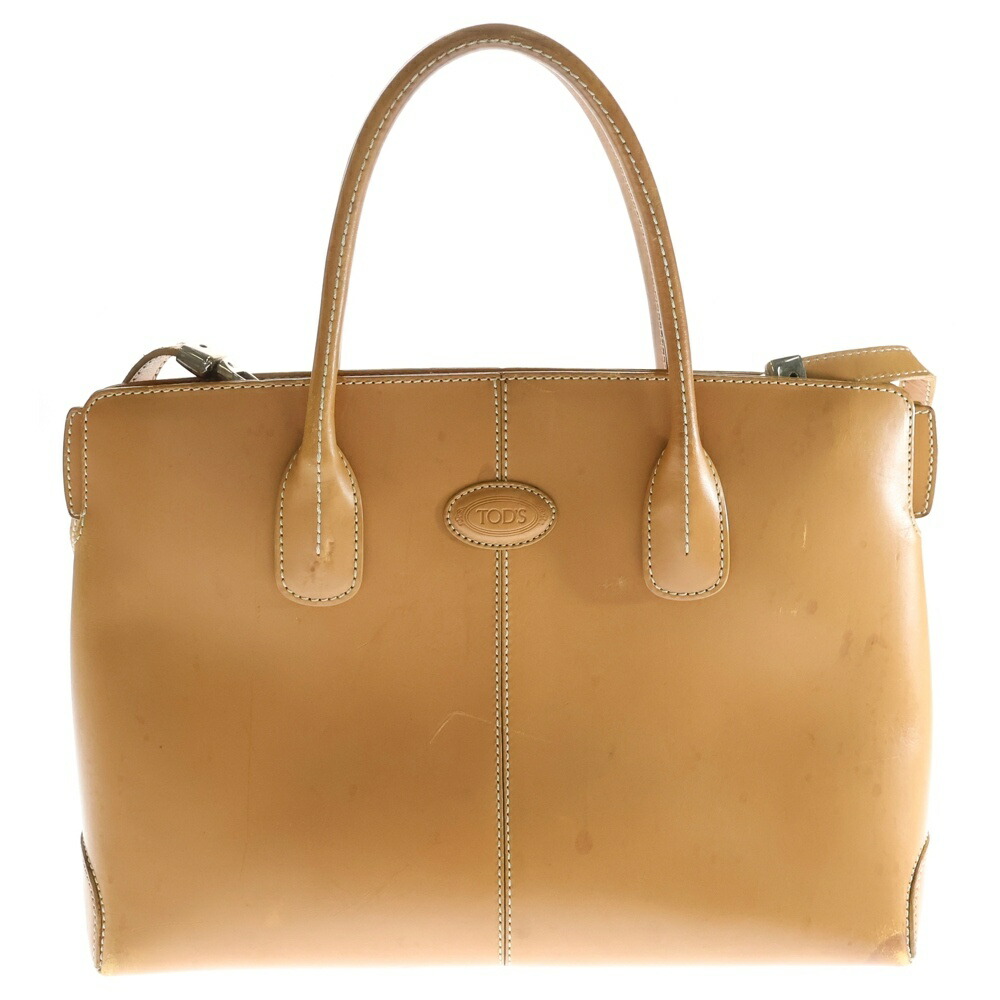 【美品】TOD'S ヴィンテージ　ベージュ レザー ハンドバッグ TOD'S Shade Tote / トッズ 牛革 カーフ 2WAY ショルダーバッグ