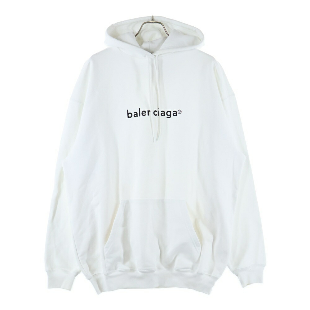 バレンシアガ パーカー 23SS サイズ:2 クラッシュダスト加工ワッペンプルオーバーパーカー 中古 SB01 BALENCIAGA (バレンシアガ) 23SS SKATER HOODIE スケーター クラッシュダスト加工ワッペンプルオーバーパーカーフーディー  ブラック 739024 TOVN3