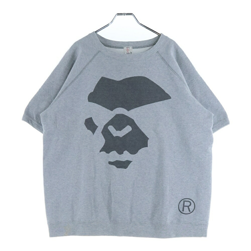 A BATHING APE(アベイシングエイプ) サイズ:L 初期 フロントapeプリント 半袖スウェットシャツ グレー【中古】【程度B】【カラーグレー】【取扱店舗BRING横浜ビブレ店】｜ブランド買取・販売　BRING