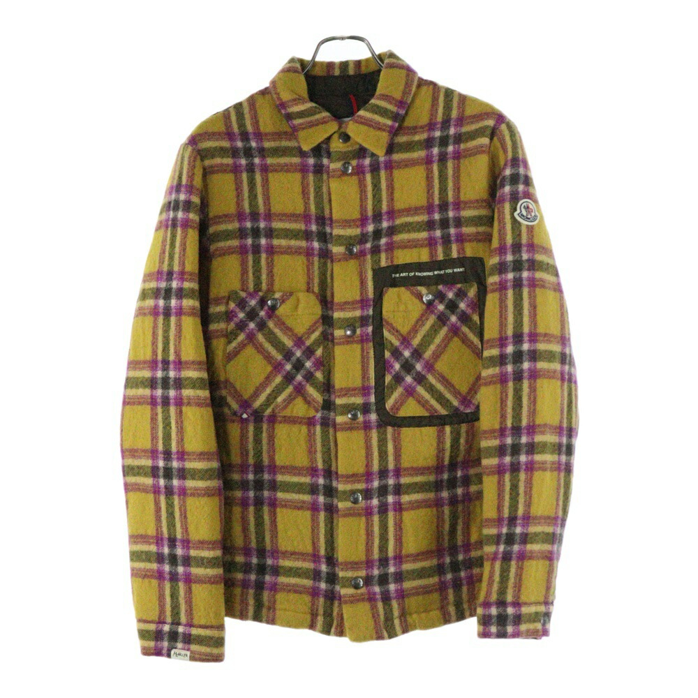 MONCLER(モンクレール) サイズ:3 21AW KURYS ウールチェック ダウンシャツジャケット イエロー G20911A00133【中古】【程度B】【カラーイエロー】【取扱店舗BRING梅田茶屋町店】