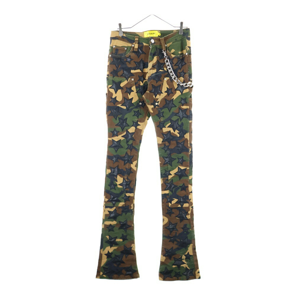 GUAPI 星柄フレアパンツ 28 GUAPI 星柄フレアパンツ 28 GUAPI 星柄 フレアパンツ28インチ
