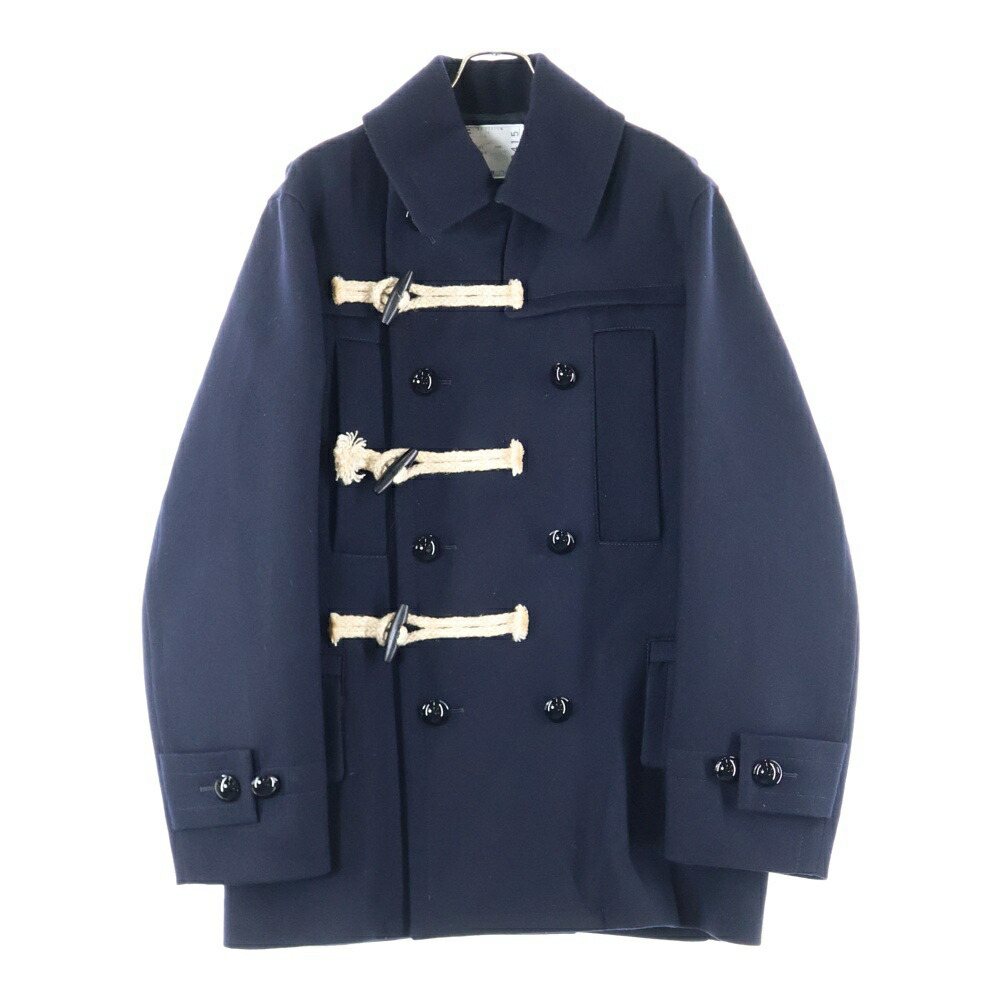 sacai ネイビー ダブルブレスト Lサイズ　ウールコート サイズ3 sacai ネイビー ダブルブレスト Lサイズ ウールコート サイズ3