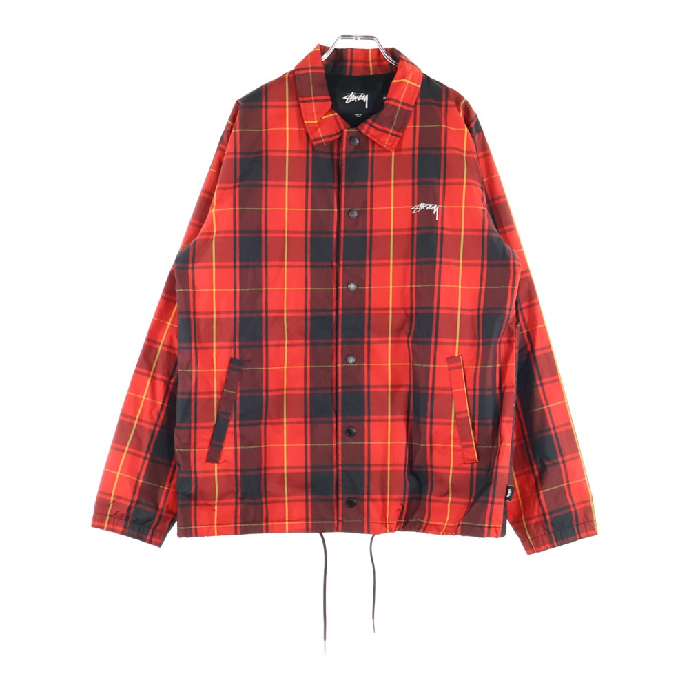 STUSSY(ステューシー) 大きさ:M 照合のしるし柄 ポリエステル スナップボタン コーチジャケット 赤いこと 115353【新古品/中古】【座標軸S】【色つや赤いこと】【取りまわしバス発着場原宿】