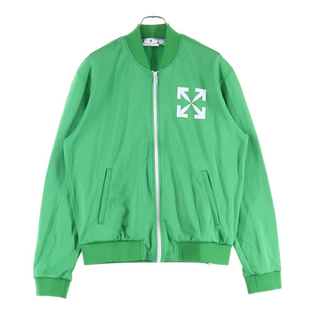 OFF-WHITE(オフホワイト) サイズ:S 22SS Arrows-Print Zipped Bomber Jacket アローロゴ ジップアップ ボンバージャケット グリーン OMBD037S22FAB002【中古】【程度A】【カラーグリーン】【取扱店舗BRING京都河原町店】