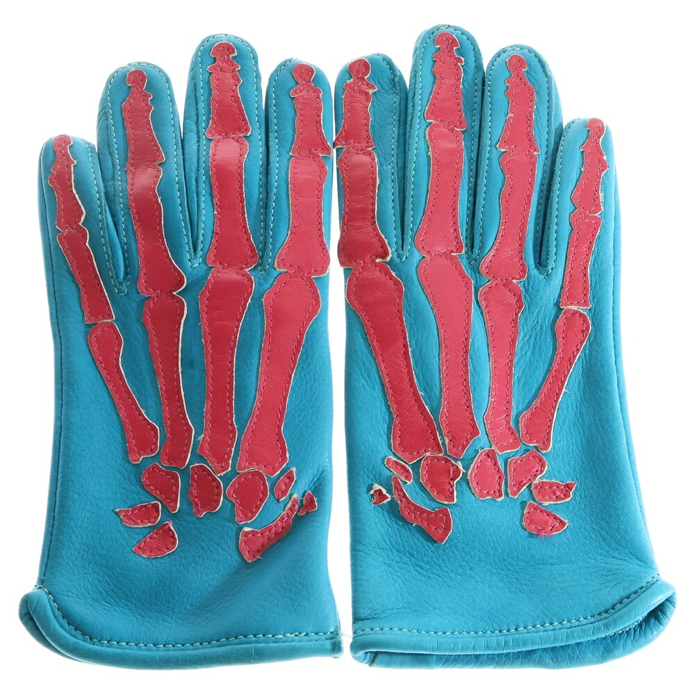 VANSON(バンソン) 大きさ:2S × BACKDROP ROPX SKELTON BONE LEATHER GLOVE TURQ うしろ側落っこちる別注 ボーン X花の冠 スケルトン なめし革地球儀 グローブ ターコイズブルー/さくら色【新古品/中古】【度合いS】【色つや青碧】【オンライン押さえる商いもの】
