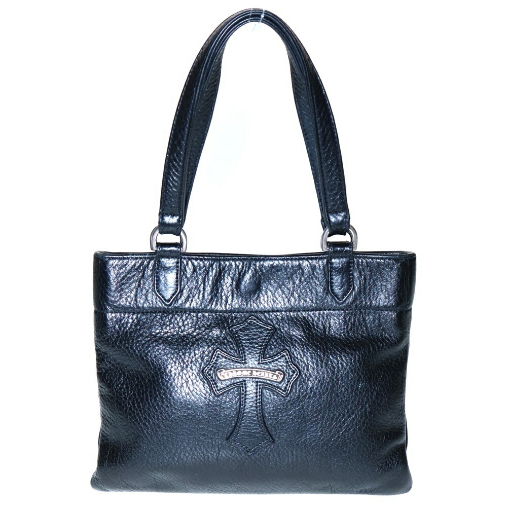 クロムハーツ　ミニトート　最安値！！ CHROME HEARTS クロムハーツ トート ミニ ブラックレザー TOTE