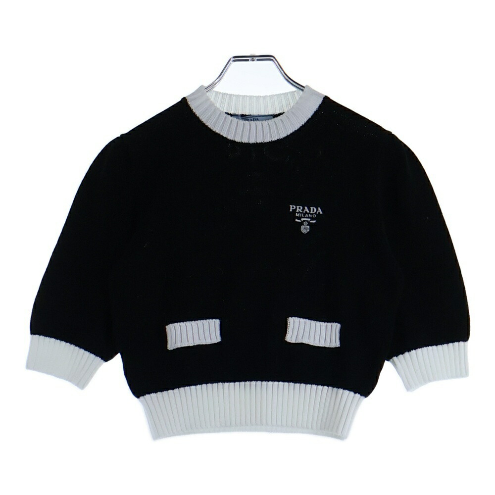 楽天市場】PRADA(プラダ) クロップド ニットカーディガン ブラック