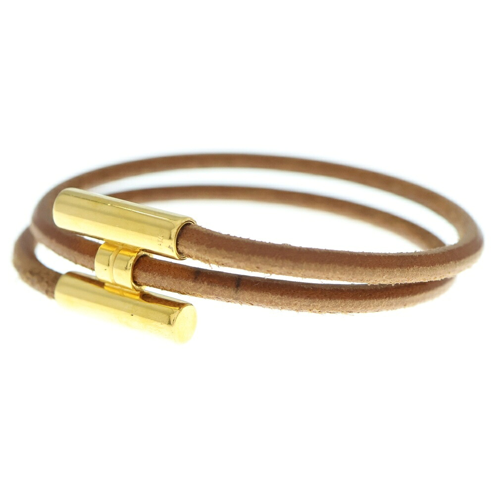HERMES(エルメス) サイズ:- トゥルニス バングル ブレスレット ブラウン ゴールド金具 レザー&times;GP【中古】【程度B】【カラーブラウン】【オンライン限定商品】｜ブランド買取・販売　BRING