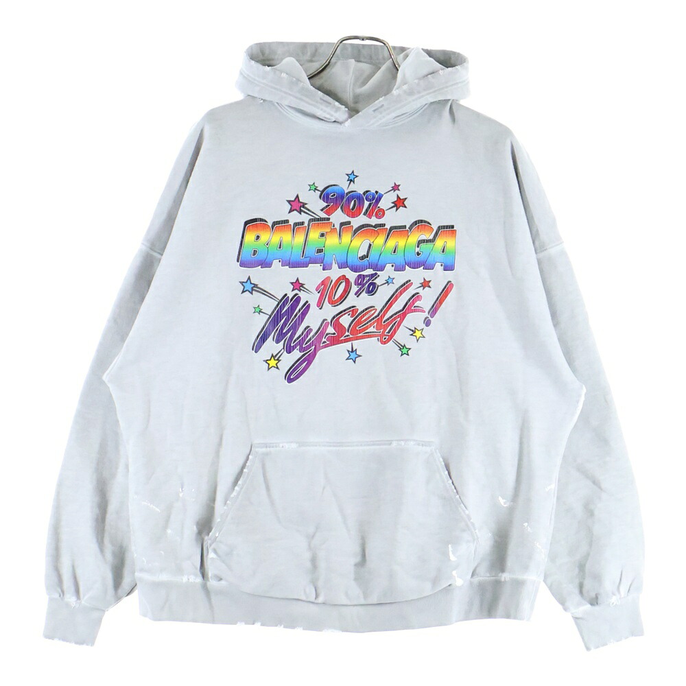 BALENCIAGA(バレンシアガ) サイズ:L 22AW 90/10 Hoodie Wide Fit 675003 TMVH4 フロントプリント プルオーバーパーカー グレー【中古】【程度A】【カラーグレー】【オンライン限定商品】｜ブランド買取・販売　BRING 23,674円