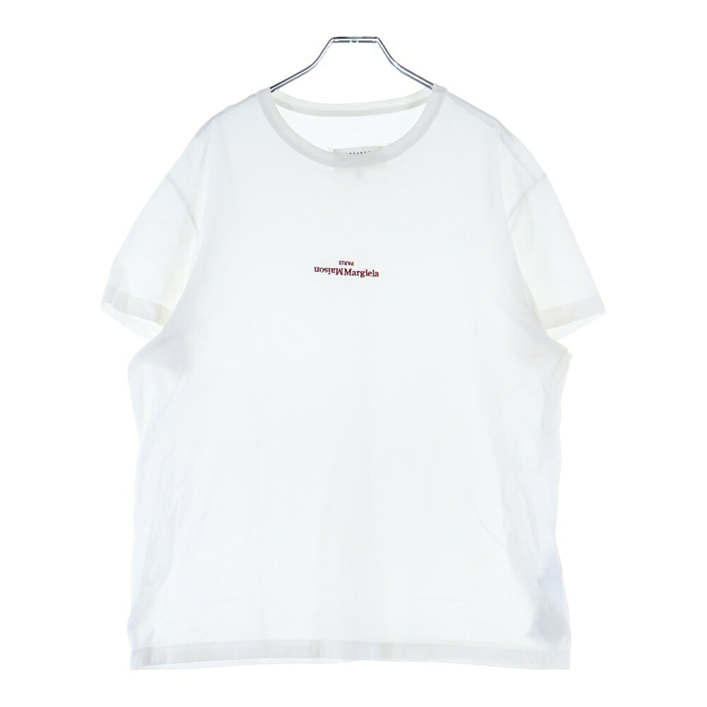 Maison Margiela 10(住み家 マルジェラ) 大きさ:48 21SS ひっくり返すロゴタイプ刺しゅう半袖プルオーバー S30G0701 S22816 白いこと【中古】【座標軸B】【色合い白いこと】【取りまわしバス発着場BRING有楽町マルイ店】