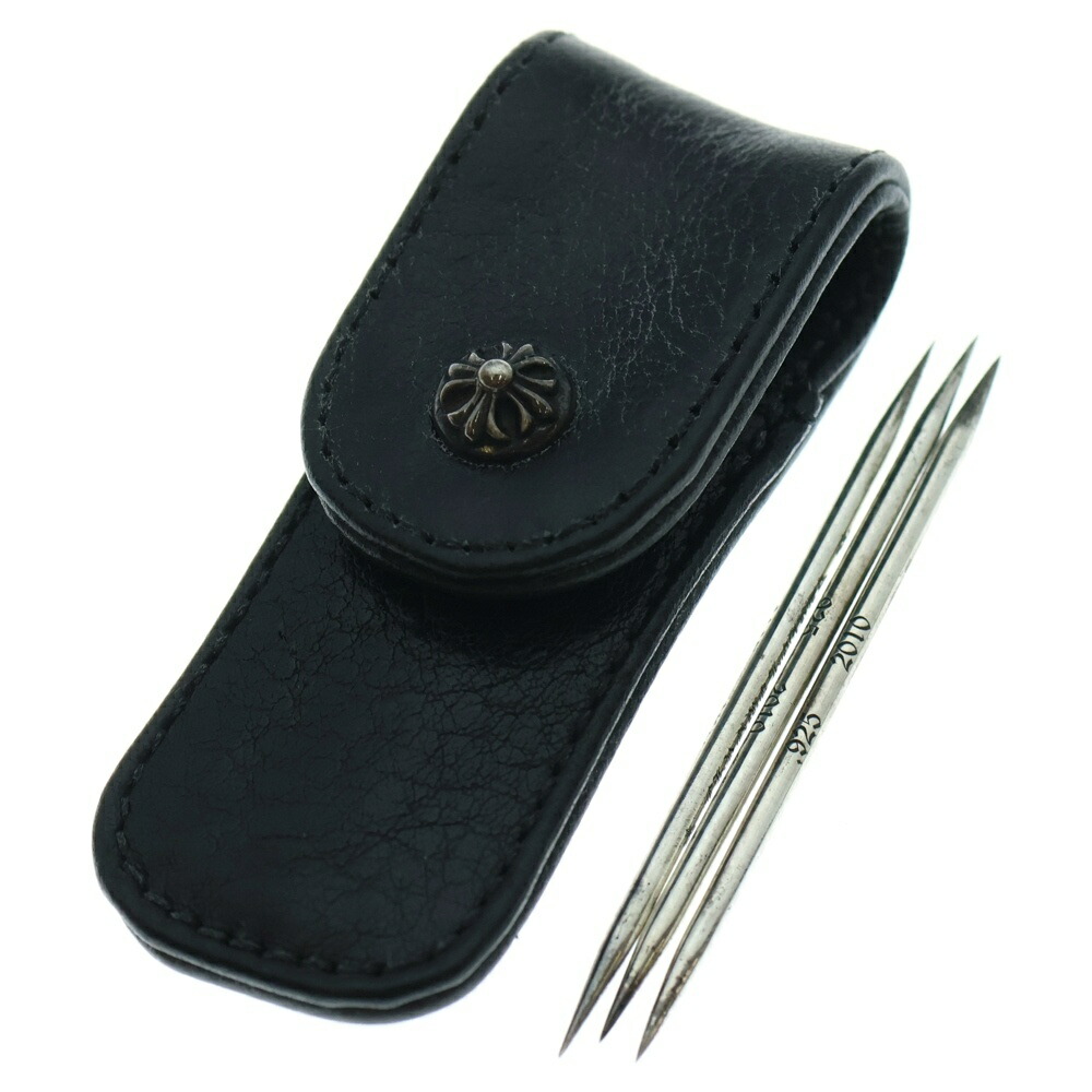 楽天市場】CHROME HEARTS 3 SILVER TOOTHPICKS W/LEATHER CASEクロム