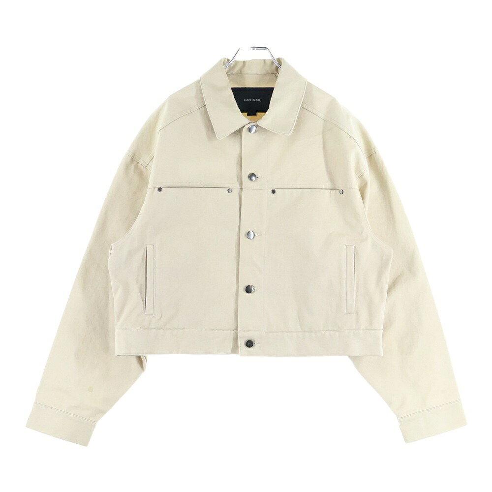 entire studios(エンタイア 制作室) 大きさ:S Workerwear Jacket ES2312C クロップド 帆布上衣 ベージュ【中古】【座標軸B】【色合いベージュ】【取りまわしバス発着場BRING仙台店】