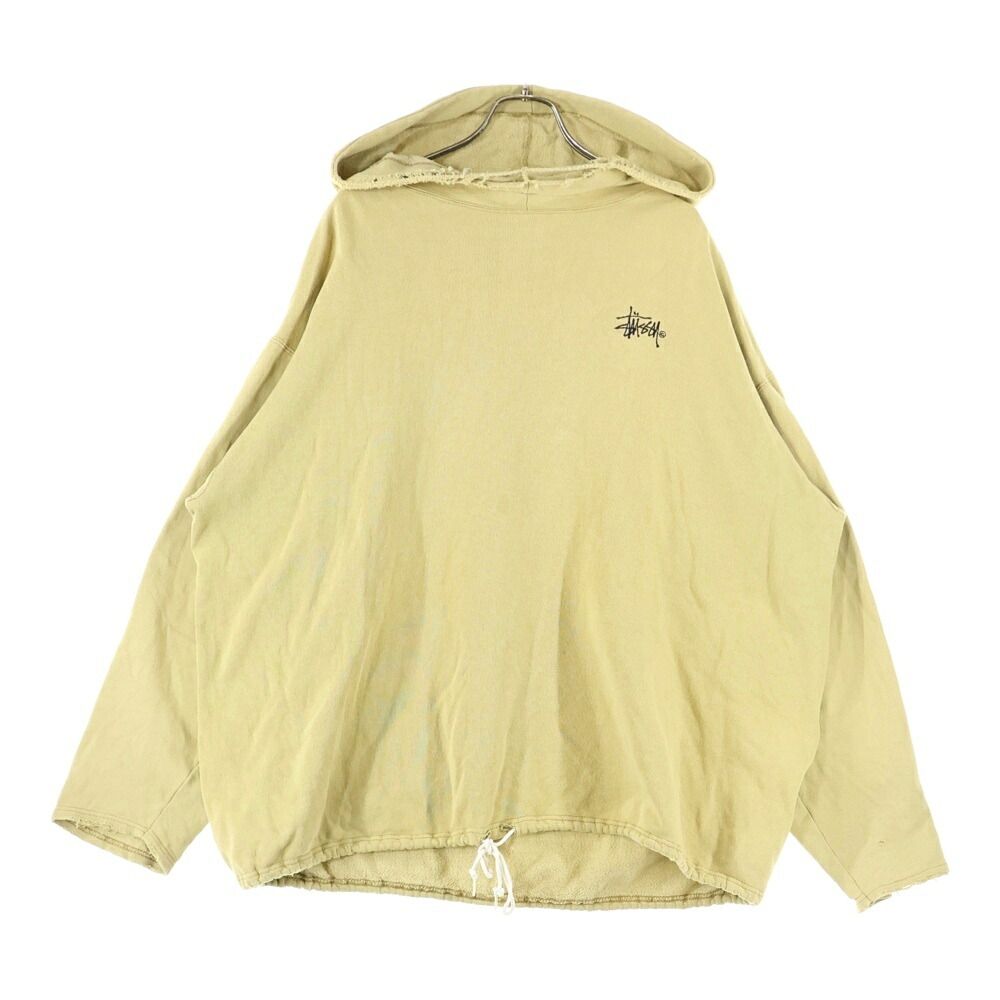 STUSSY(ステューシー) 80S VINTAGE OLD ヴィンテージ 年寄りの 買い溜めるロゴタイプ刺しゅう 汗水 ティーシャツパーカー ベージュ【中古】【座標軸C】【色合いベージュ】【取りまわしバス発着場BRING横浜ビブレ店】
