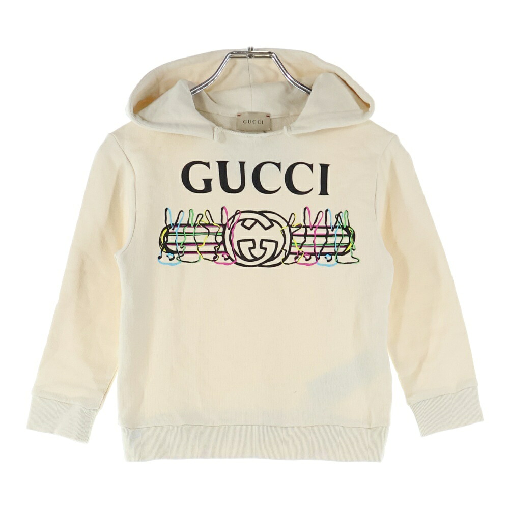 GUCCI(グッチ) サイズ:5 チルドレンズ ラビットロゴプルオーバースウェットパーカー ベージュ キッズ 611220 XJE3B【中古】【程度B】【カラーベージュ】【オンライン限定商品】｜ブランド買取・販売　BRING