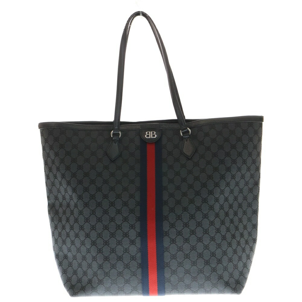 BALENCIAGA(バレンシアガ) ×GUCCI ハッカープロジェクト ラージトート バッグ 680127【中古】【程度A】【カラーブラック】【取扱店舗BRING京都河原町店】