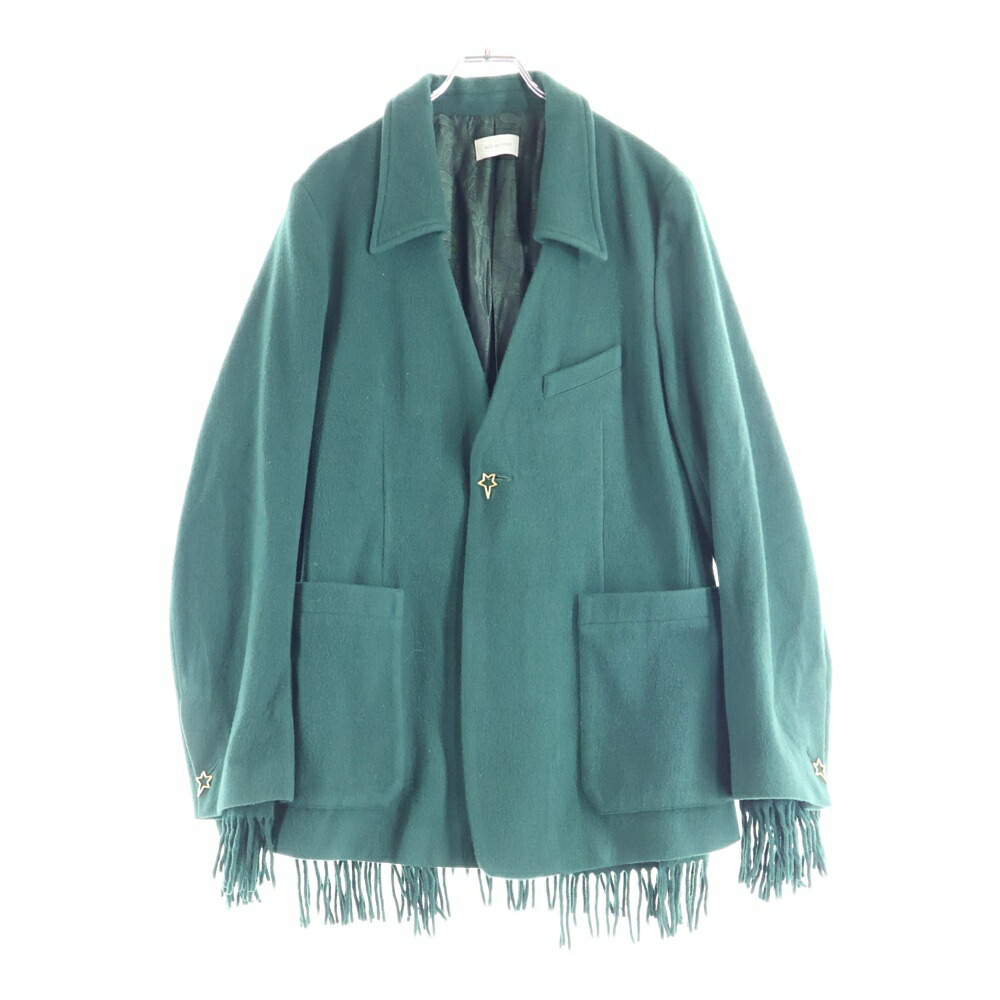 BED J.W. FORD(寝台ジェラルド・r・フォード) 大きさ:0 23AW Lapel-less Jacket 23AW-B-JK01 フリンジ 毛糸 テーラードジャケット 緑であること【中古】【座標軸B】【色合い緑であること】【オンライン押さえる商いもの】