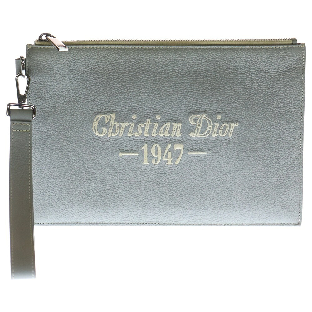 Christian Dior(ディオール) 1947 Signature Grained Calfskin Clutch Bag 2ESCA338NFS H62Q 1947 書き判 カーフスキンクラッチバッグ 薄墨色【中古】【座標軸B】【色つや薄墨色】【取りまわしバス発着場BRING心斎橋店】