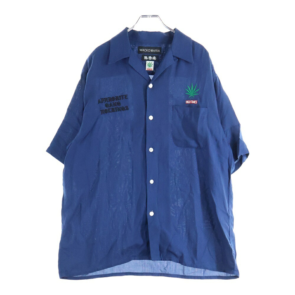 WACKO MARIA(ワコマリア) サイズ:L &times;舐達麻 &times;HIGH TIMES 24SS OPEN COLLAR SHIRTS ハイタイムズ オープンカラー 半袖シャツ ネイビー【中古】【程度A】【カラーネイビー】【取扱店舗渋谷】｜ブランド買取・販売　BRING 12,771円