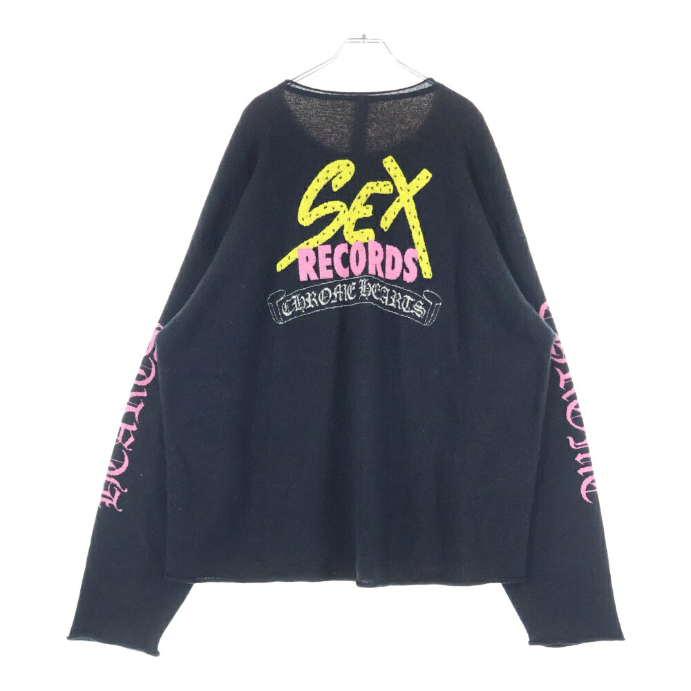 CHROME HEARTS(クロムハーツ) 大いさ:XL SEX RECORDS CASHMERE KNIT 一発やるレコード盤 カシミアクルーネックニット 黒いこと【中古】【座標軸A】【色合い黒いこと】【取りまわしバス発着場BRING有楽町マルイ店】