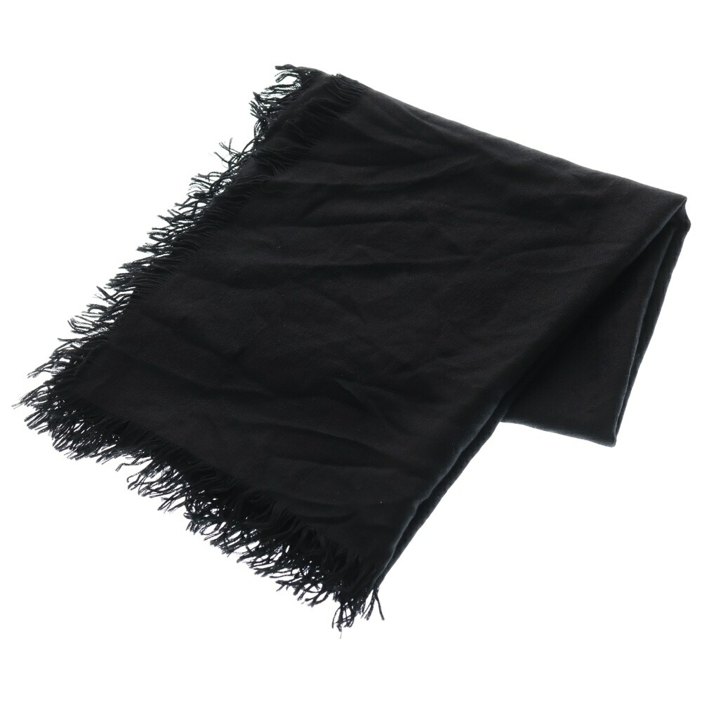 CHROME HEARTS(クロムハーツ) CH PLS SCARF CH つけ加える 総柄ジャかばい立て 地絹混 羊毛 フリンジ 袈裟 えり巻き えり巻き 黒いこと【中古】【度合いB】【色つや黒いこと】【オンライン押さえる商いもの】