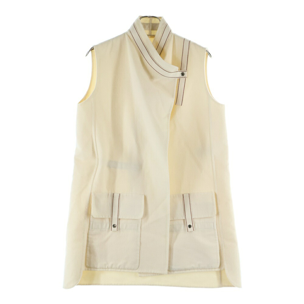 HERMES(エルメス) 大きさ:40 セリエボタン カシミヤロングジレ より良い レディース ベージュ 06-7102【中古】【度合いA】【色つやベージュ】【取りまわしバス発着場BRING京都河原町店】