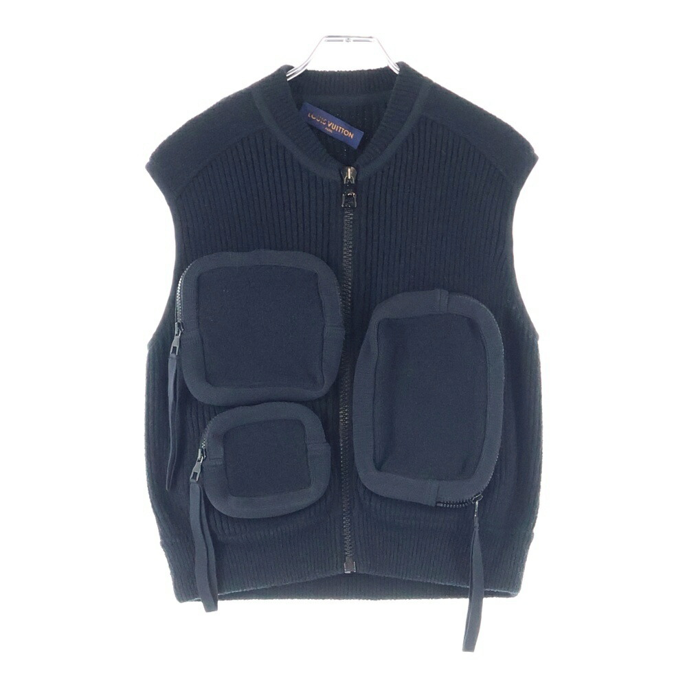 LOUIS VUITTON(ルイヴィトン) 大きさ:M 20SS 3Dマルチポケットニットベスト 黒いこと RM201M TBK HIN17W【中古】【度合いB】【色つや黒いこと】【取りまわしバス発着場BRING横浜ビブレ店】