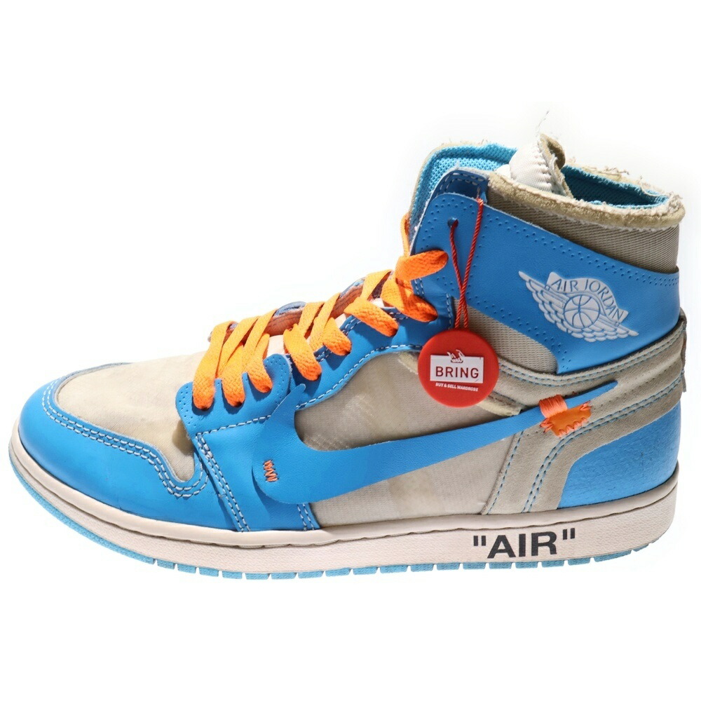 NIKE(ナイキ) 大きさ:28.0珊 ×OFF-WHITE AIR JORDAN 1 POWDER BLUE UNC AQ0818-148 象牙色 エアジョーダン1 黒色火薬青碧 ハイカットスニーカー US10/28.0珊 白いこと/青碧【中古】【度合いB】【色つや白いこと】【取りまわしバス発着場BRING KICKS】