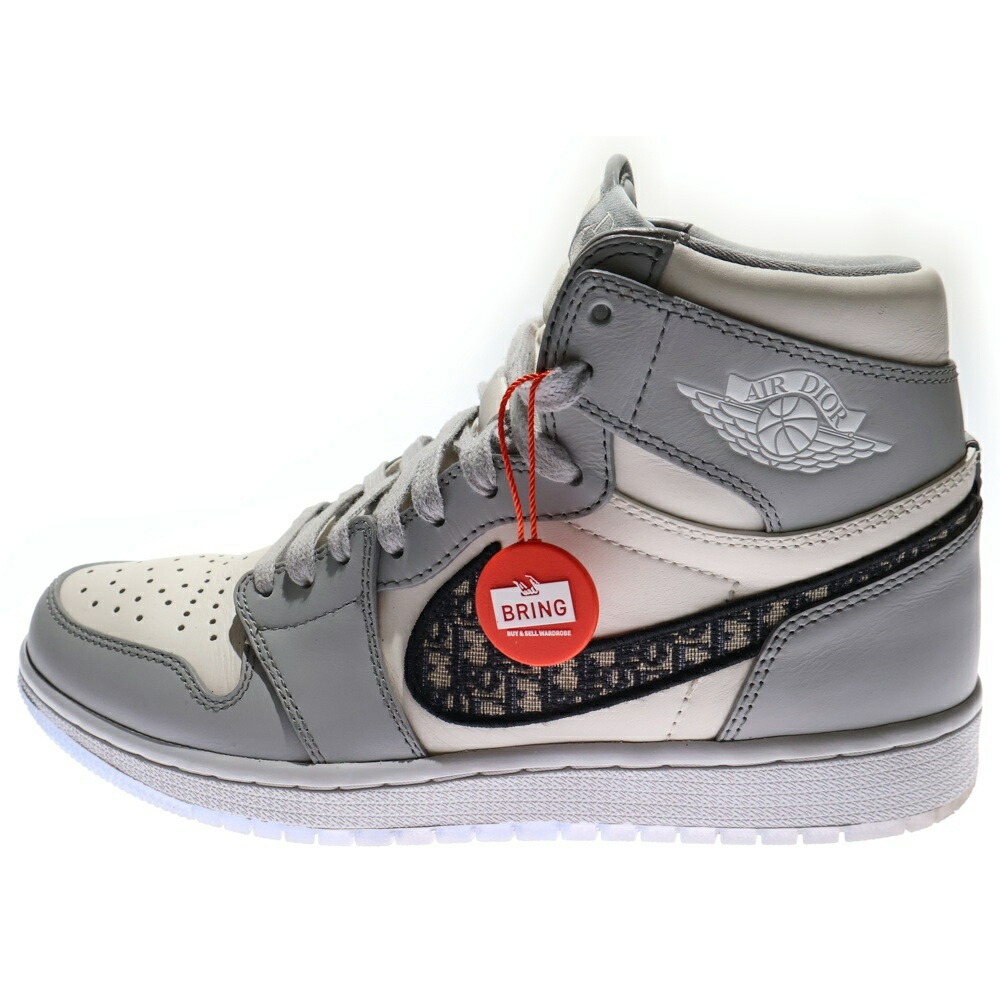 NIKE(ナイキ) 大きさ:26.0珊 ×DIOR AIR JORDAN 1 HIGH OG CN8607-002 エアジョーダン1ご機嫌底抜け騒ぎ クリスチャンディオール ハイカットスニーカー シューズ エアディオール 薄墨色 US8/26.0珊【中古】【度合いA】【色つや薄墨色】【取りまわしバス発着場BRING KICKS】