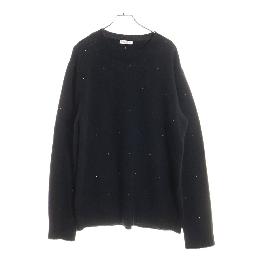 VALENTINO(ヴァレンティノ) 大きさ:L スタッズ付き添い人スウェーター 編み物 黒いこと 1V3KC21P8MY【中古】【座標軸A】【色つや黒いこと】【取りまわしバス発着場BRING福岡天神店】