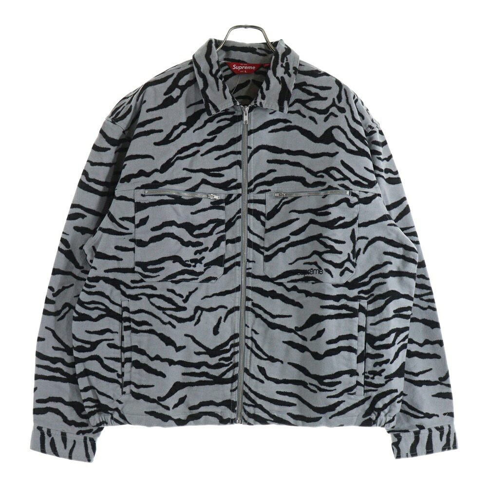 SUPREME(シュプリーム) 大きさ:L 25SS Moleskin Work Jacket ゼブラ柄 コーチジャケット 薄墨色【中古】【座標軸A】【色合い薄墨色】【取りまわしバス発着場BRING横浜ビブレ店】