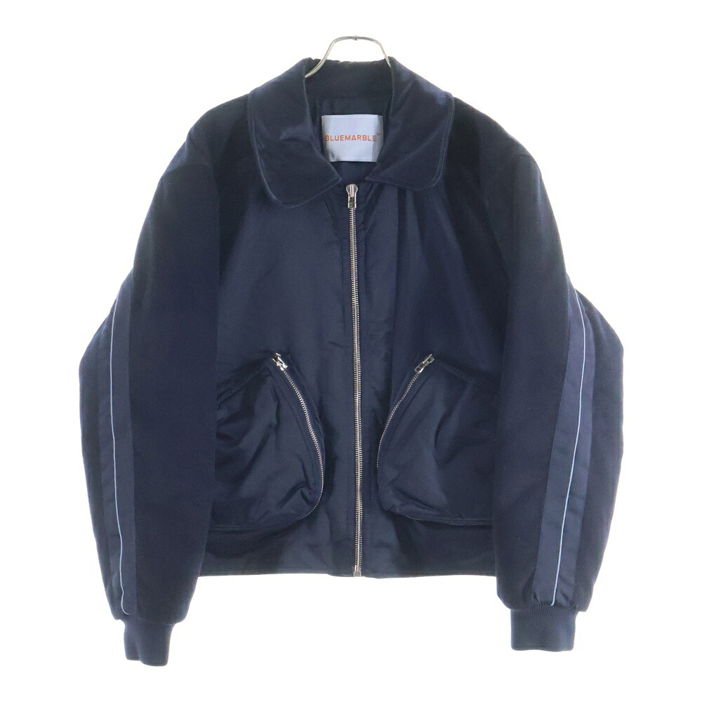 BLUEMARBLE(青色大理石) 大きさ:M ZIP FRONT WOOL NYLON JACKET 羊毛 ナイロンうつり変わり ボンバージャケット 米国海軍【中古】【座標軸B】【カラーネイビー】【オンライン制限事項商いもの】