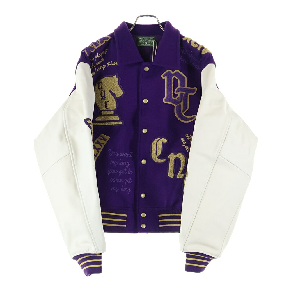DENIM TEARS(デニムティアーズ) 大きさ:M Grandmaster Varsity Jacket 地べた御師匠さん 赤ちょうちんシティ 上衣 SS25OCB002 パープル【新古品/中古】【座標軸S】【カラーパープル】【取りまわしバス発着場BRING KICKS】