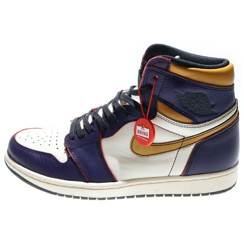 NIKE SB(ナイキエスビー) 大きさ:27.5糎 AIR JORDAN 1 RETRO HIGH 天使の都市 TO CHICAGO エアジョーダン1 エルエー トー 風の強い町 ハイカットスニーカー 黄色/パープル US9.5/27.5糎 CD6578-507【中古】【座標軸B】【色つや黄色】【取りまわしバス発着場BRING KICKS】