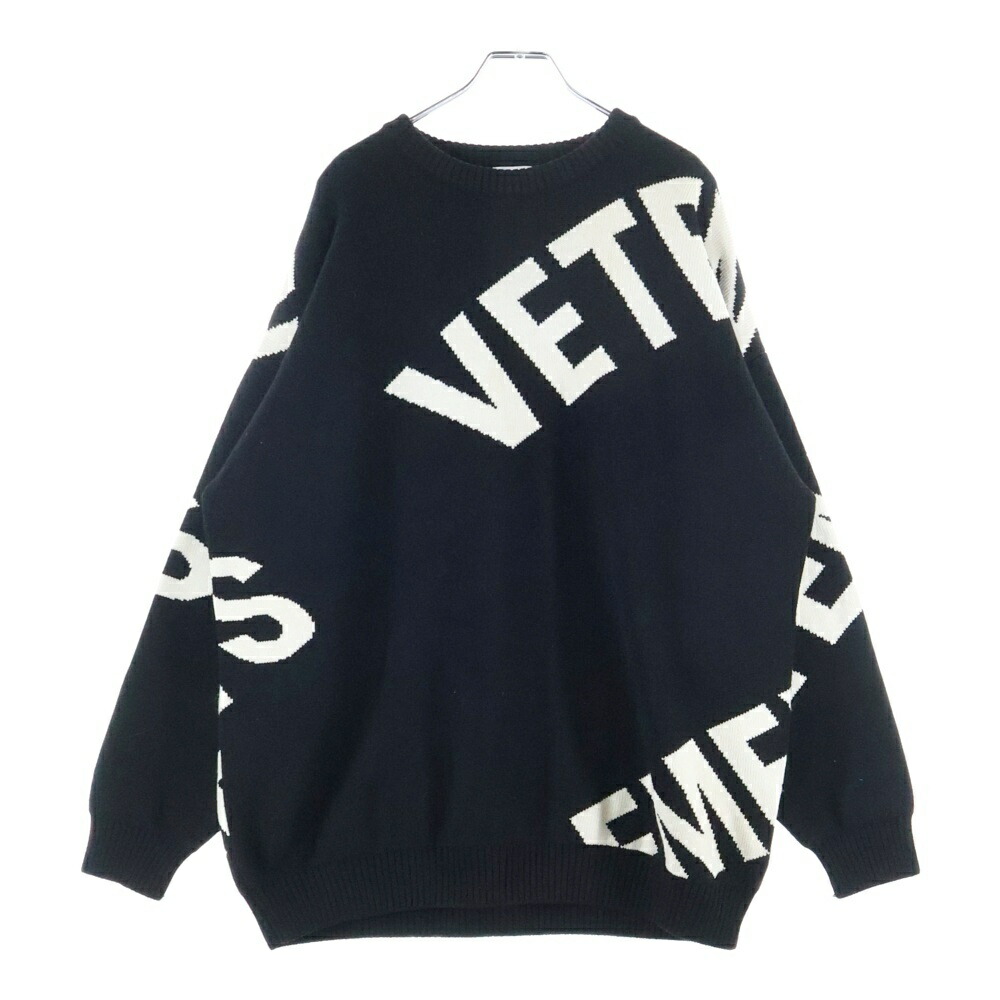 VETEMENTS(ヴェトモン) 大きさ:M GIANT LOGO SWEATER ジャイアントロゴセーター 編み物 UE52KN400B 黒いこと【中古】【座標軸B】【色つや黒いこと】【オンライン押さえる商いもの】