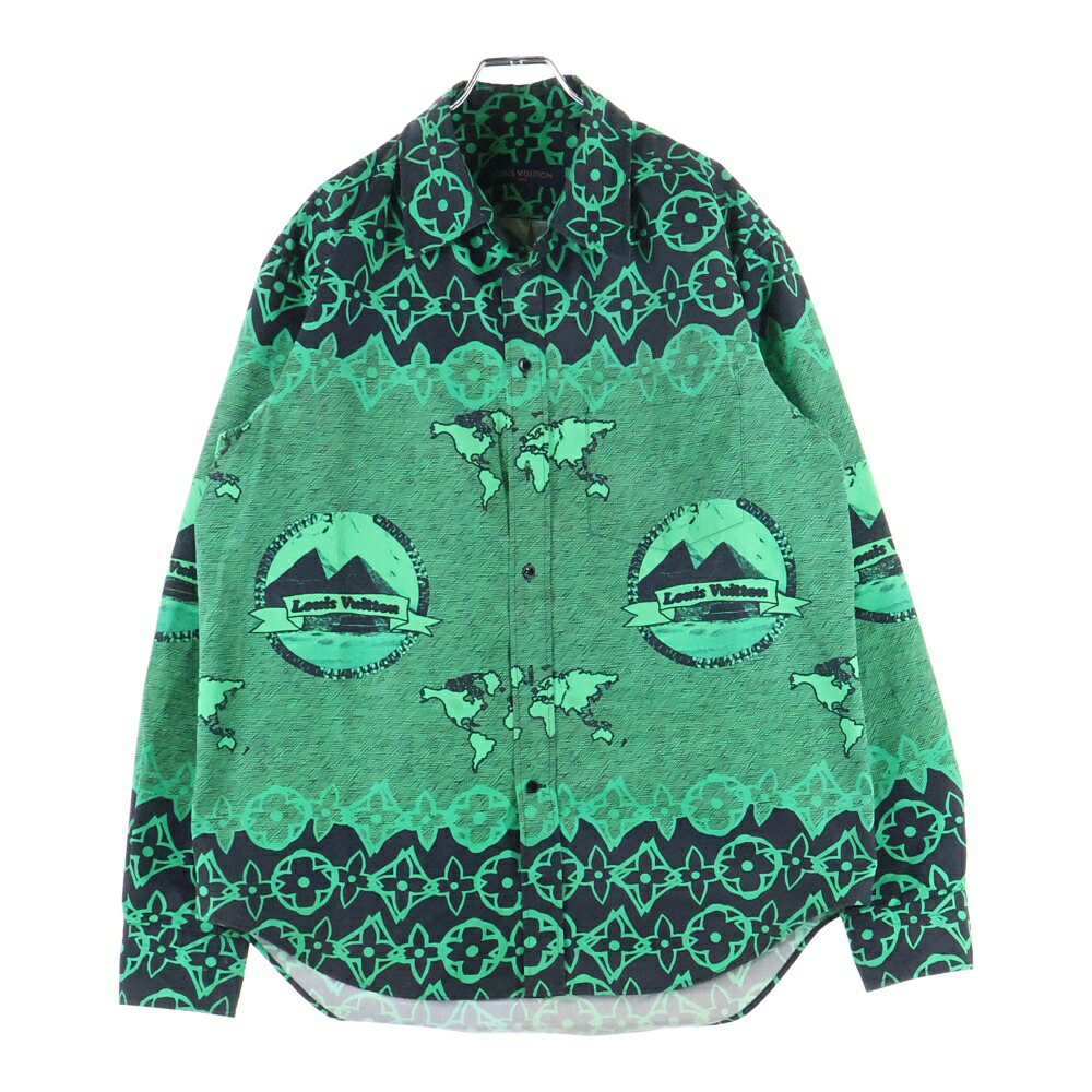 LOUIS VUITTON(ルイヴィトン) サイズ:S 21AW LVワックスオーバーサイズ長袖シャツ RM212 FS8 HLS77W グリーン【中古】【程度B】【カラーグリーン】【取扱店舗原宿】|ブランド買取・販売 BRING