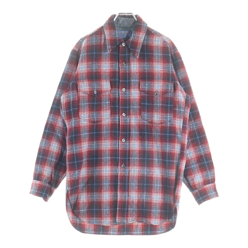 PENDLETON(ペンドルトン) 大いさ:15 60S VINTAGE CHECK L/S SHIRT オンブレ 照合のしるし プルオーバー 長袖プルオーバー 赤いこと/黒いこと/白いこと【中古】【度合いB】【色合い赤いこと】【取りまわしバス発着場AWESOME高円寺店】 カジュアルシャツ-メンズファッション